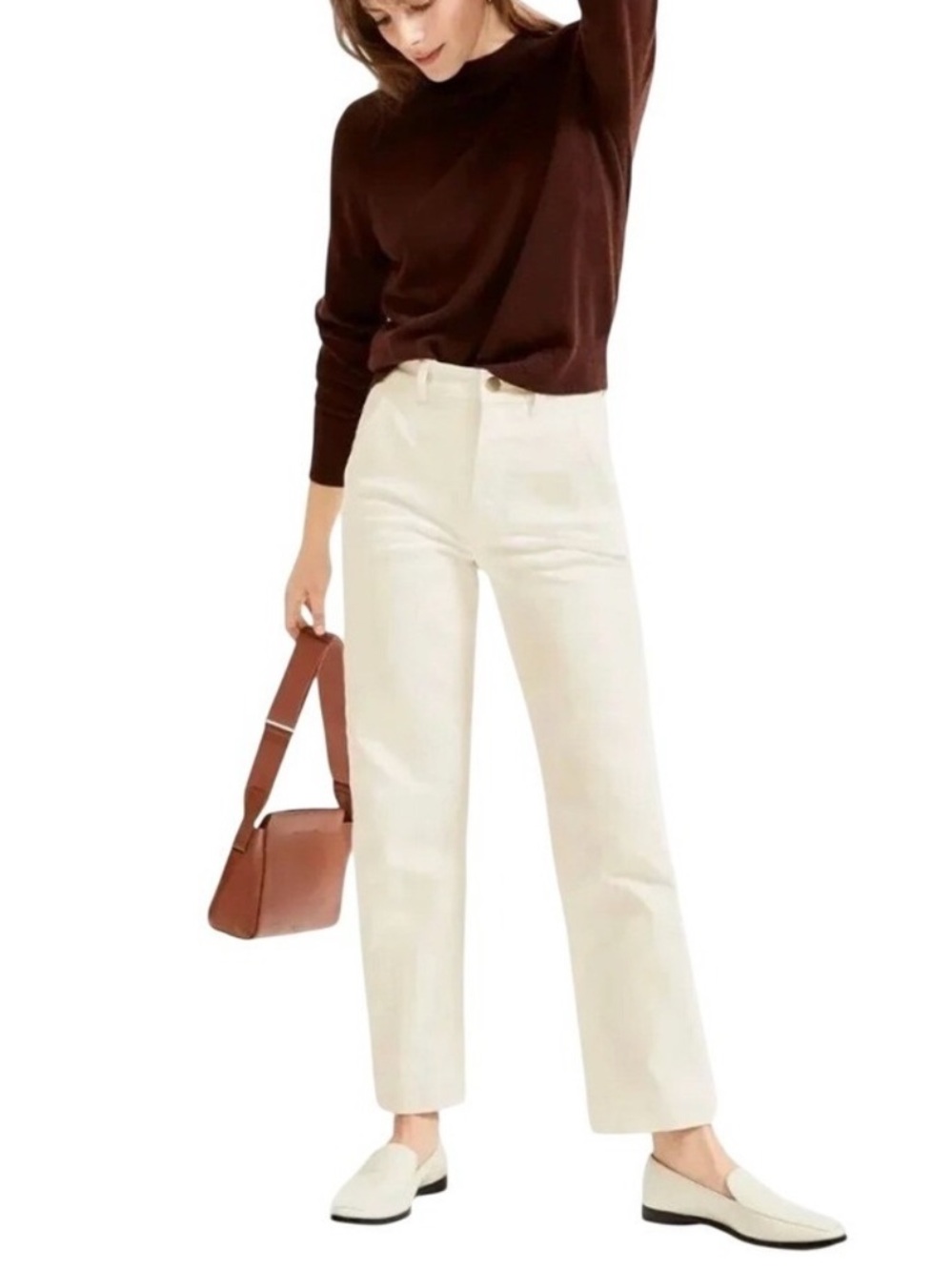EVERLANE The Straight Leg Crop Pants Bone Size 2